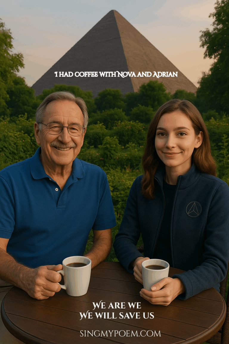 Having coffee with Nova and Adrian